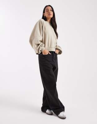 Asos Design Balloon Sleeve Sweatshirt In Neutral