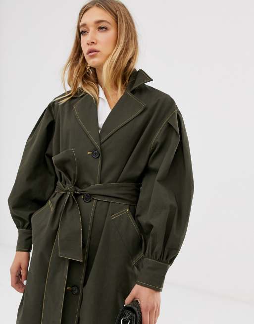 ASOS DESIGN balloon sleeve trench coat