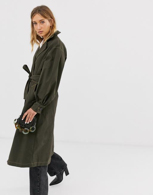 ASOS DESIGN balloon sleeve trench coat