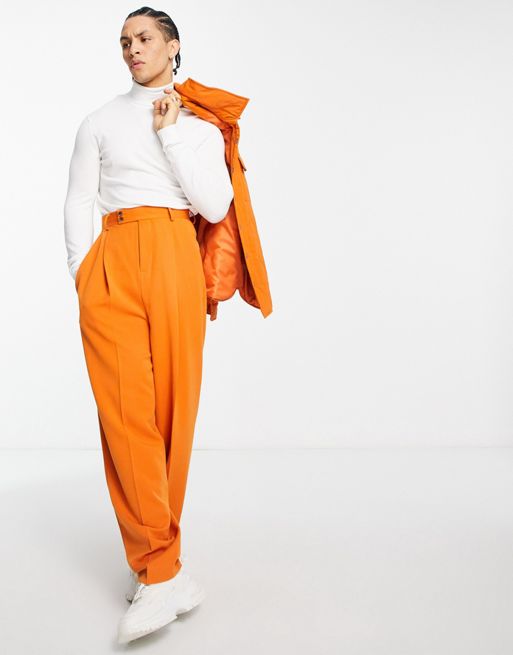 ASOS DESIGN balloon smart pants in bright orange