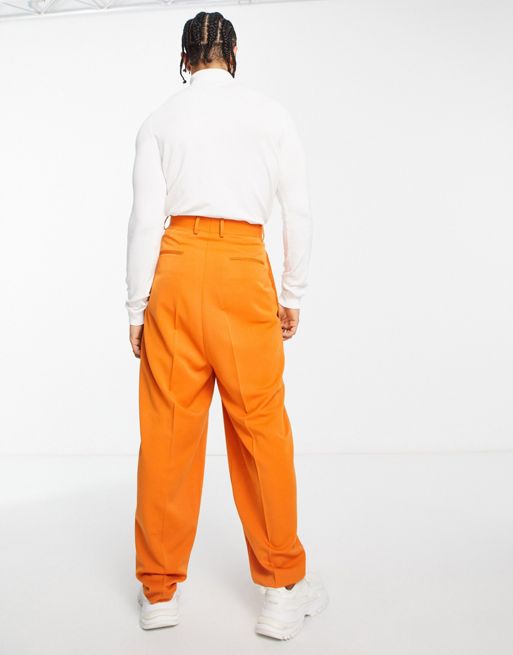 ASOS DESIGN wide leg smart pants in burnt orange