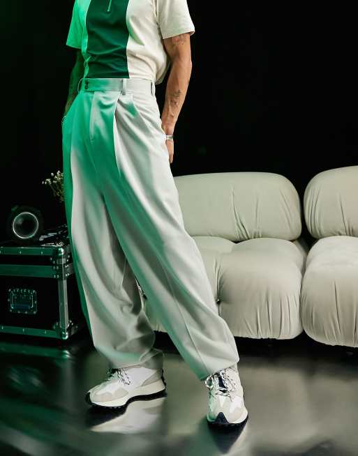 ASOS DESIGN balloon smart pants in dusky green
