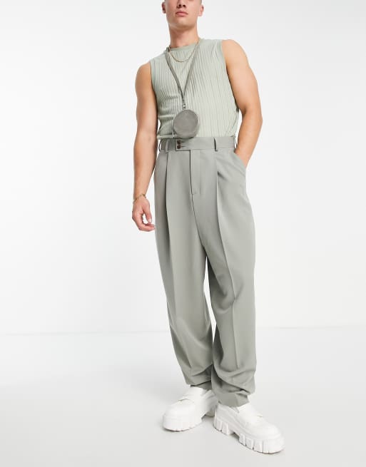 ASOS DESIGN high waisted balloon suit pants in grey