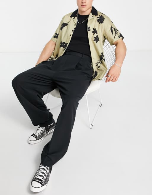 ASOS DESIGN balloon smart trousers in black