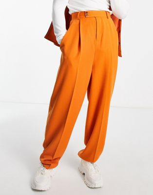 ASOS DESIGN balloon smart trousers in bright orange