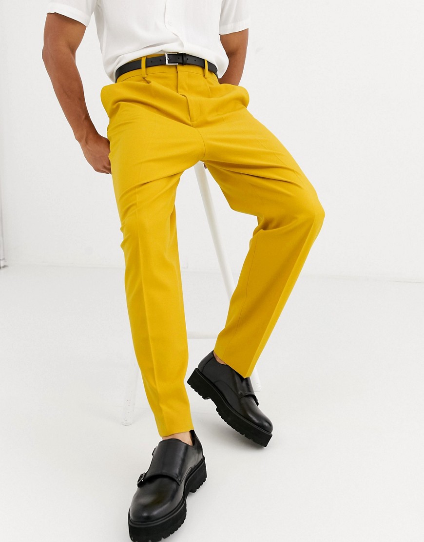 ASOS DESIGN balloon smart trousers in honey yellow