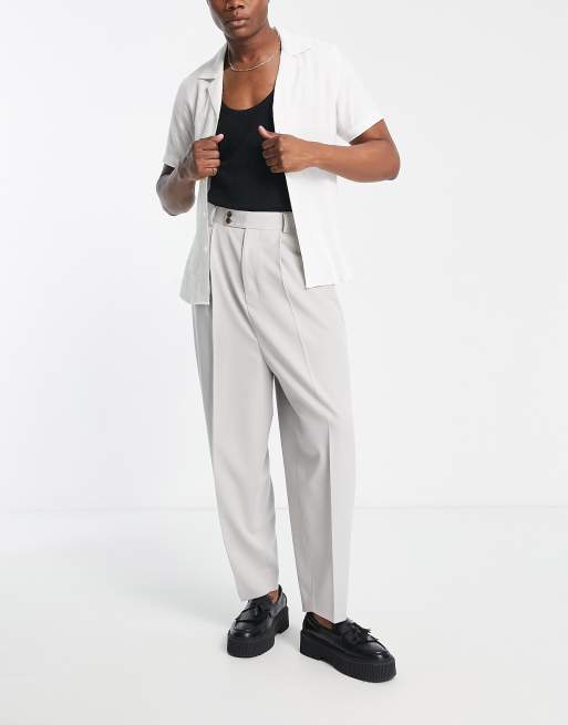 ASOS DESIGN balloon smart trousers in mid grey