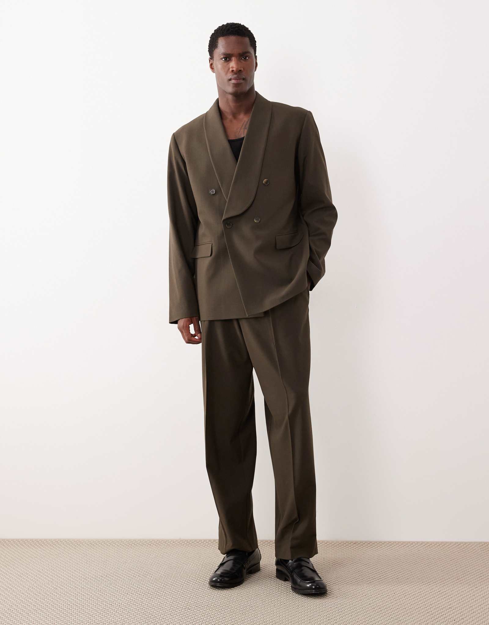 Дизайнерские брюки-баллоны ASOS оливково-зеленого цвета с эластичным поясом