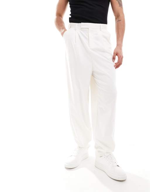 ASOS DESIGN balloon suit pants in white