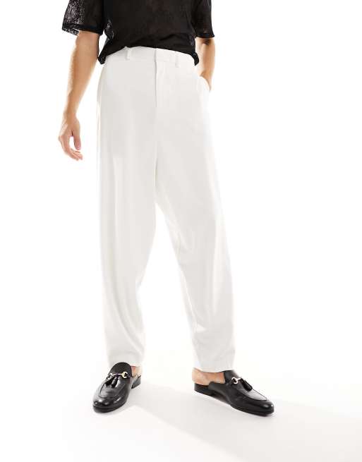 ASOS DESIGN balloon suit pants in white