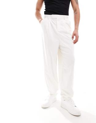 ASOS DESIGN balloon suit trouser in white