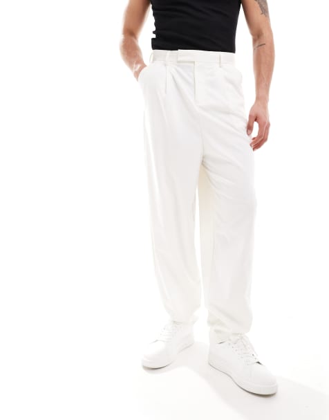 ASOS DESIGN balloon suit trouser in white - view 1
