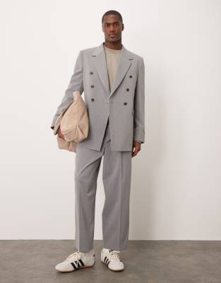 ASOS DESIGN balloon suit trousers in grey pinstripe