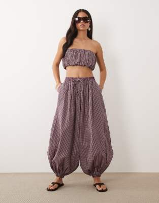 ASOS DESIGN balloon trouser co-ord in pink gingham