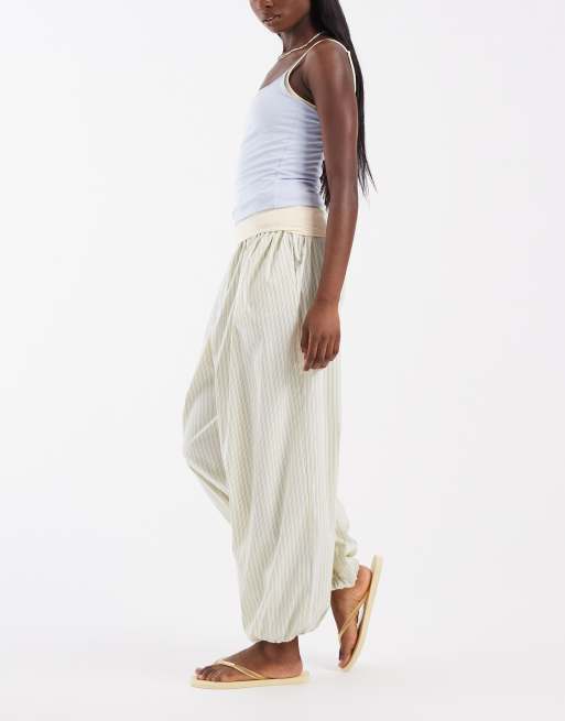ASOS DESIGN balloon trouser in yellow stripe, 3 of 5