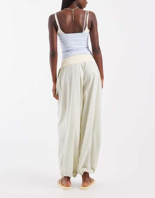 ASOS DESIGN balloon trouser in yellow stripe, 4 of 5