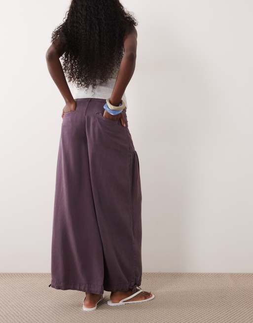 ASOS DESIGN balloon trouser with front pockets and adjustable tie hem in dusty lilac, 5 of 5