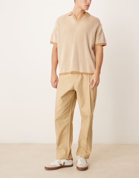 ASOS DESIGN balloon trousers with pintucks in tan - view 1