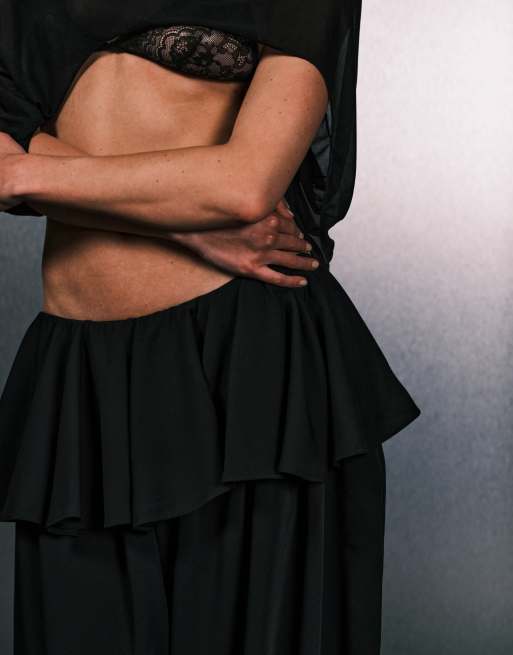 ASOS DESIGN balloon pants with skirt overlay detail in black