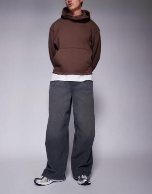 Asos Design Balloon Washed Corduroy Pants In Charcoal-blue