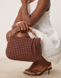 [ASOS DESIGN] ASOS DESIGN bamboo handle woven grab bag in chocolate-Brown No Size Chocolate brown