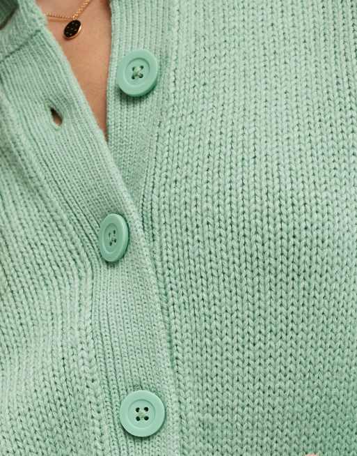 ASOS DESIGN banana sleeve boxy cardigan in sage, 3 of 4