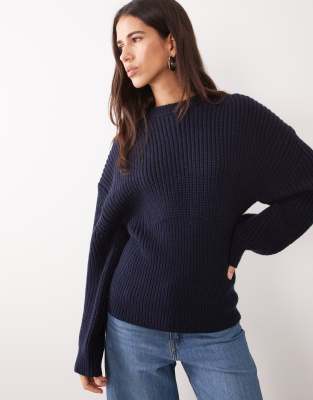Asos Design Banana Sleeve Waisted Sweater In Blue