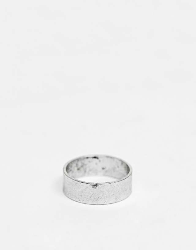 ASOS DESIGN band ring in burnished silver tone