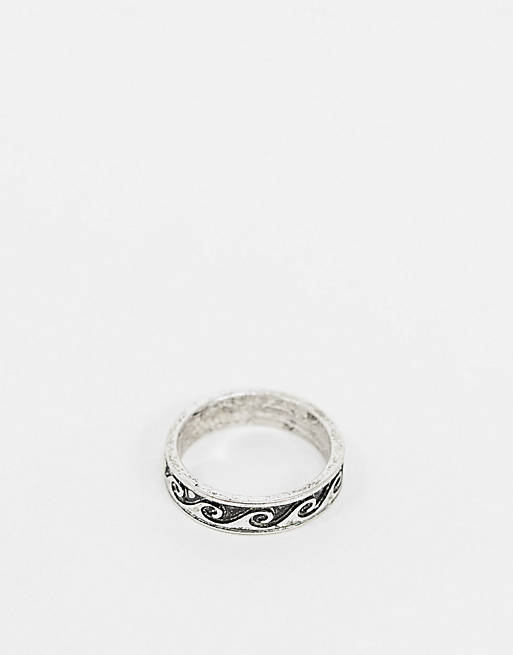 ASOS DESIGN band ring with 90s style wave in silver tone | ASOS