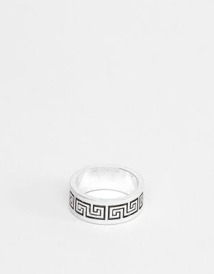 ASOS DESIGN band with column emboss in burnished silver tone | ASOS