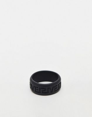 ASOS DESIGN band ring with greek wave detail in matte black