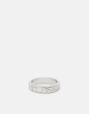  ASOS DESIGN band ring with molten texture in silver tone