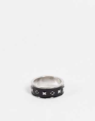 ASOS DESIGN band ring with monogram design in black - ASOS Price Checker