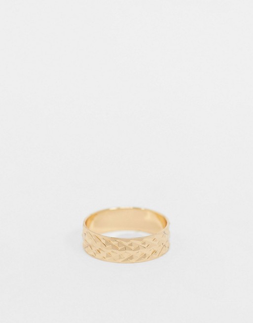 ASOS DESIGN band ring with texture design in gold tone