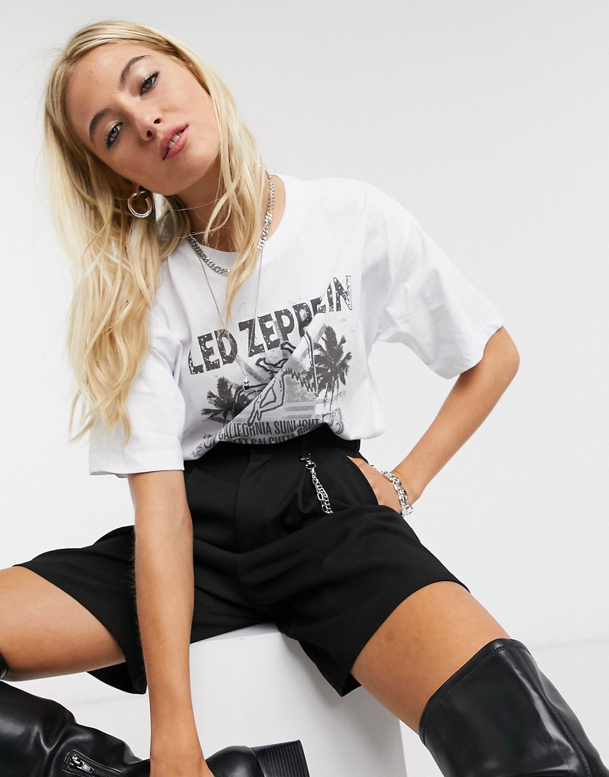 ASOS DESIGN - Band t-shirt med Led Zeppelin print-Hvid