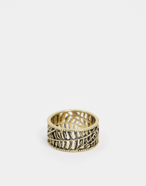 ASOS DESIGN band with leaf detail in gold tone