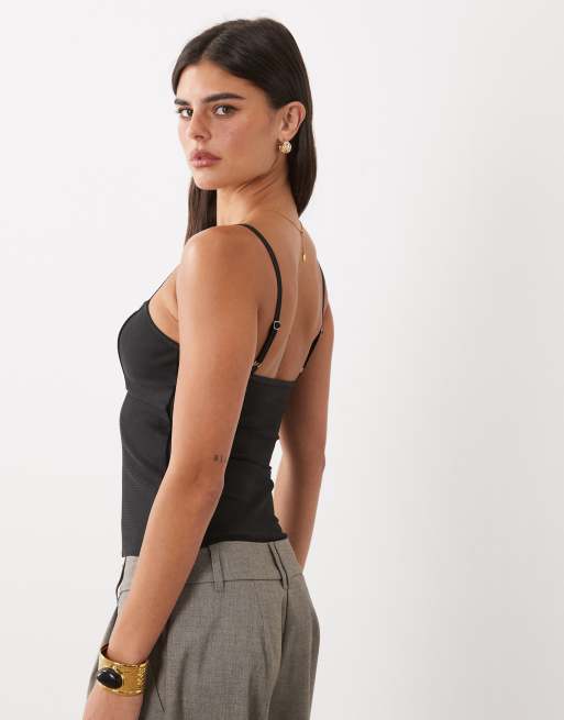 ASOS DESIGN bandage angle-neckline top in black, 4 of 4