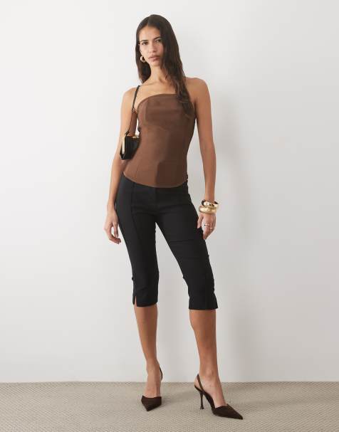 ASOS DESIGN bandage bandeau top in chocolate - view 1