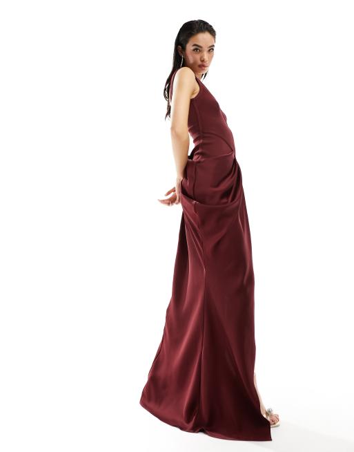 burgundy dress women midi Zapaka Women Burgundy Midi Summer Dress Flutter Sleeve V-Neck Casual Dress  – ZAPAKA