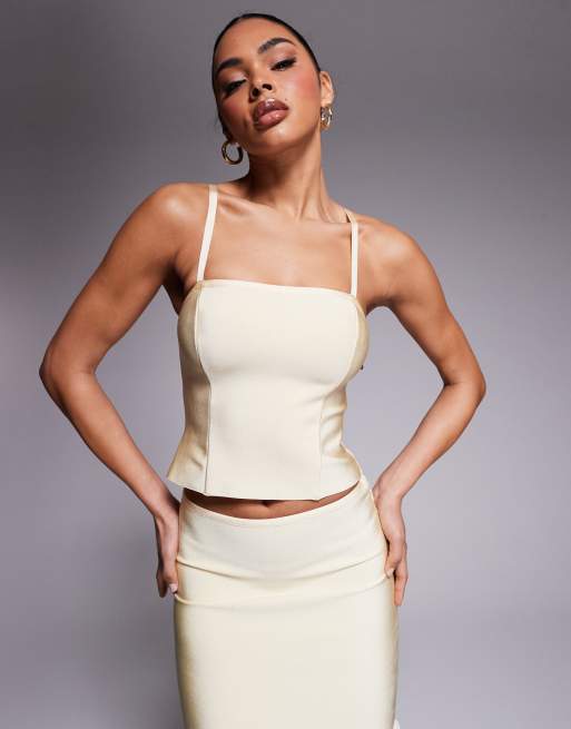 ASOS DESIGN bandage cami top in buttermilk (part of a set)