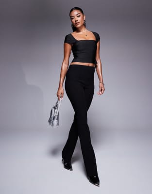 ASOS DESIGN bandage cap sleeve square neck top in black