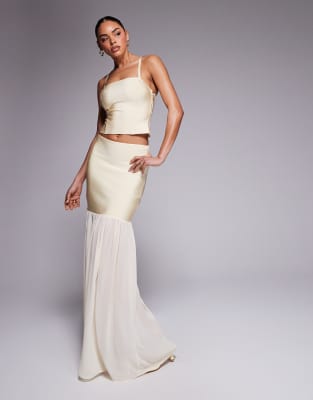 Asos Design Bandage Peplum Maxi Skirt In White