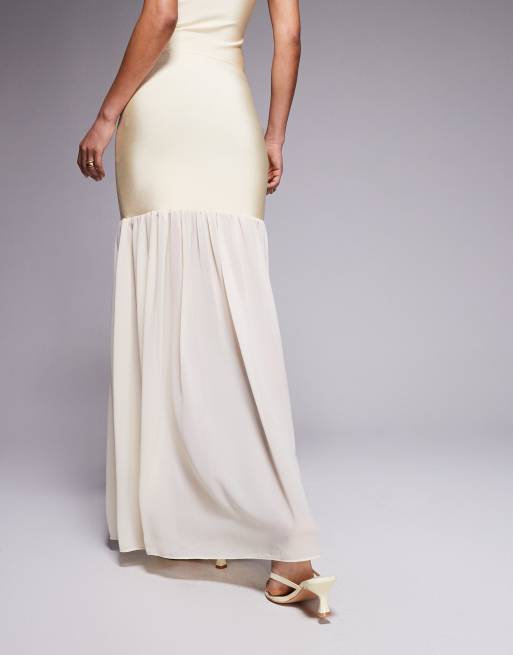 ASOS DESIGN bandage peplum maxi skirt in buttermilk - part of a set, 4 of 5