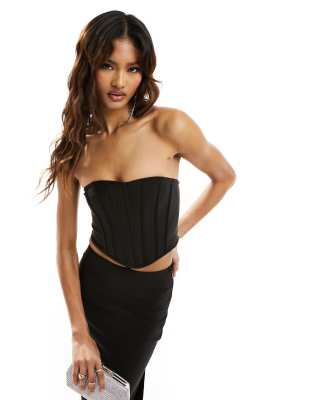 Asos Design Bandage Strapless Corset In Black - Part Of A Set