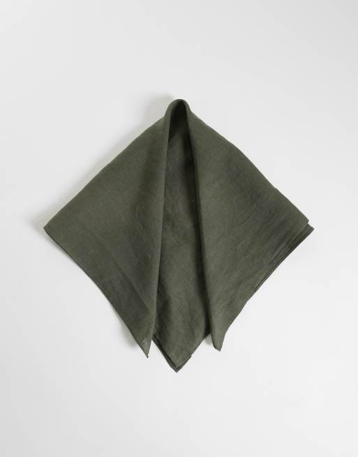 ASOS DESIGN – Bandana aus Leinen in Khaki, 4 von 4