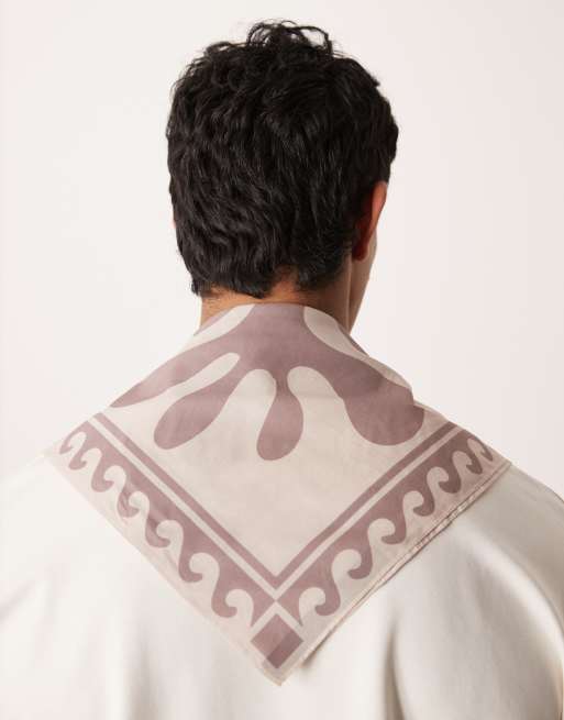 ASOS DESIGN - Bandana en coton à imprimé abstrait - Crème , 3 de 3