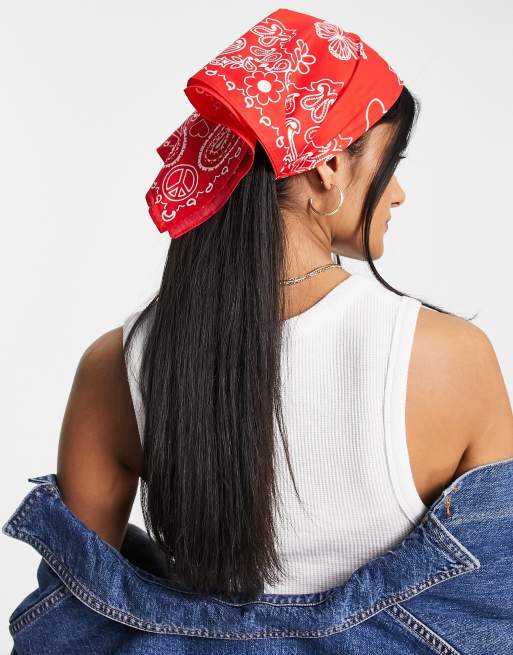 ASOS DESIGN Bandana en coton à imprimé style années 90 Rouge
