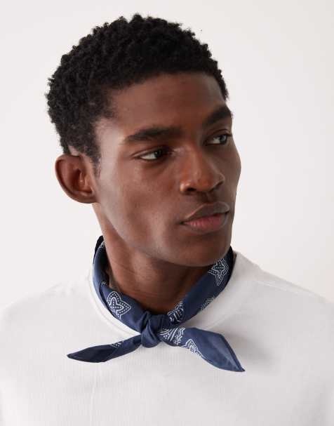 ASOS DESIGN - Bandana in cotone blu navy con stampa cachemire - view 1