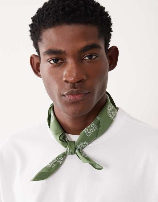 ASOS DESIGN - Bandana in cotone kaki con stampa cachemire , 3 di 3