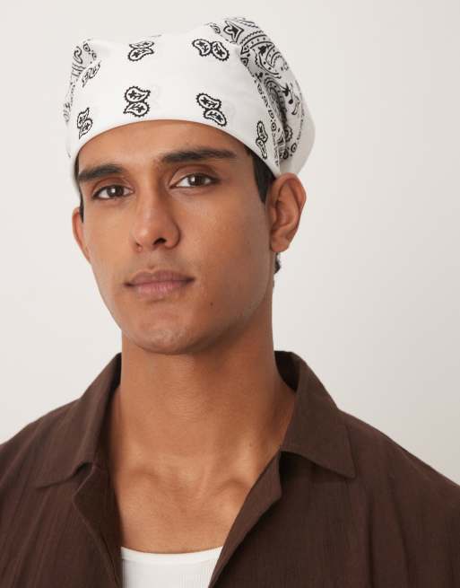 ASOS DESIGN - Bandana met paisley motief in wit en zwart , 2 van 3
